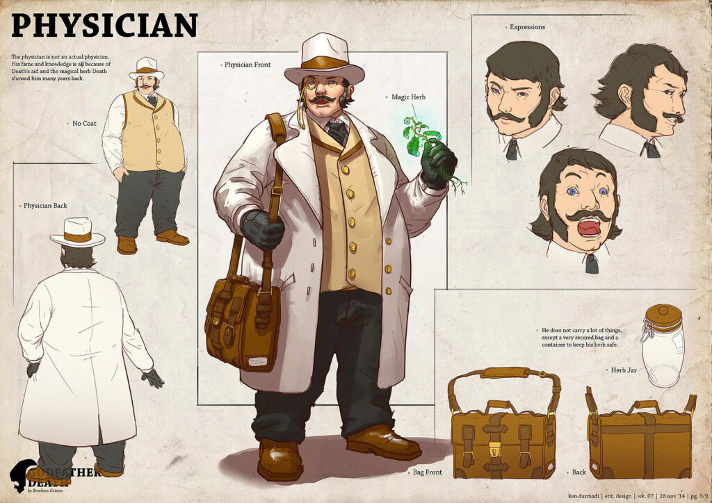 Un homme en manteau blanc et chapeau tenant une plante verte