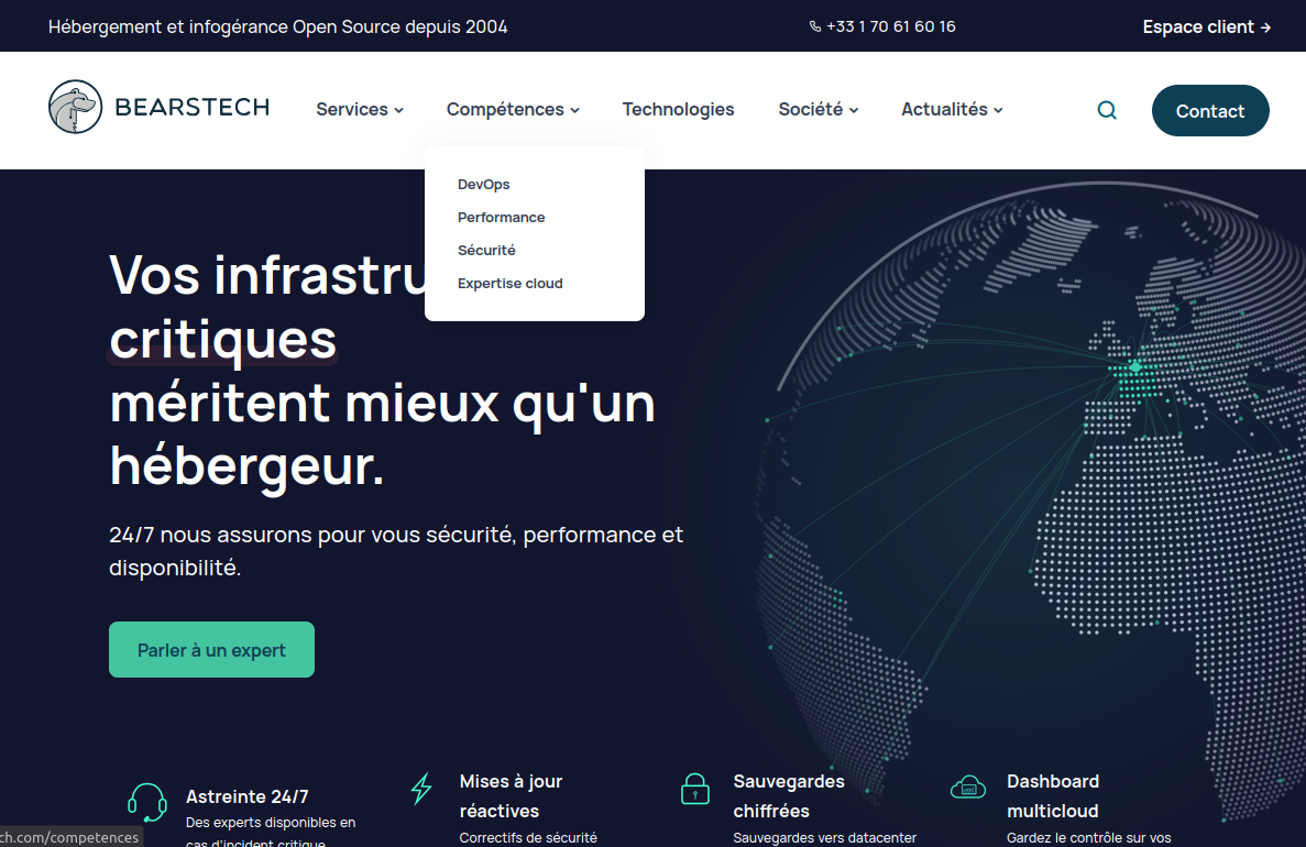 Screenshot du site "Bearstech.com"