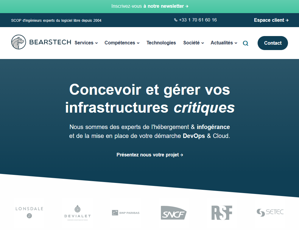 Screenshot du site "Beartech"