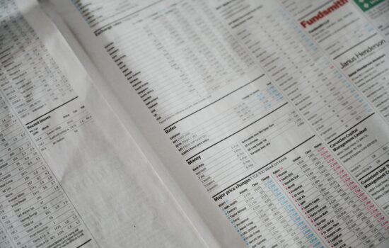 Finance section of a newspaper